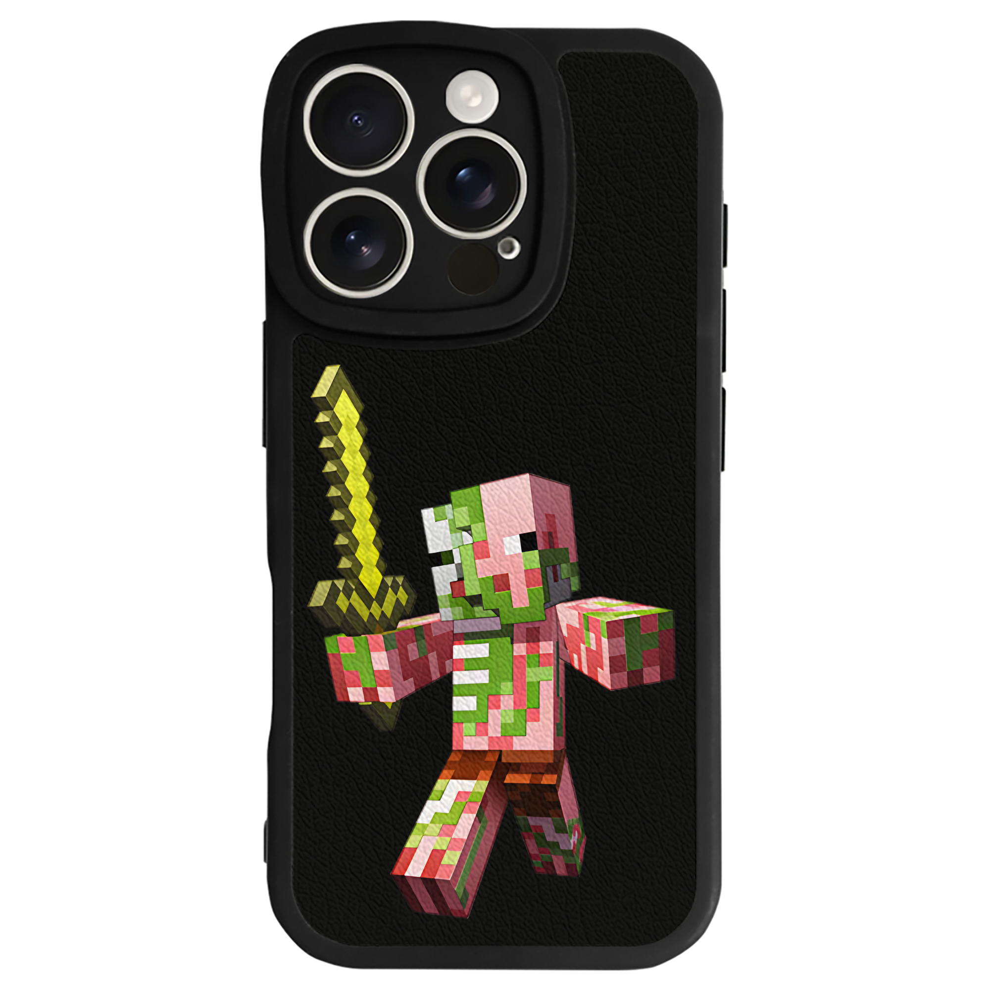 （画像用） マインクラフト ブロックの世界 Minecraft MC Block world 【iPhone 16シリーズ対応】シリコンスマホケース（レザー調） 材質：シリコン